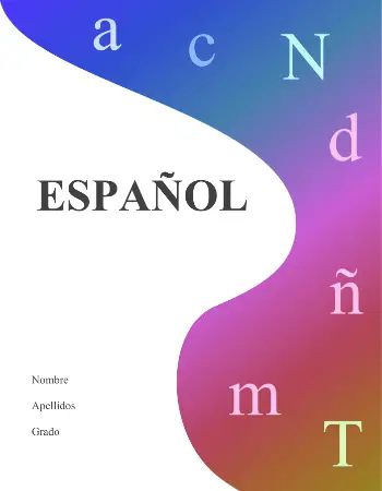 Portada de lengua española colorida con letras
