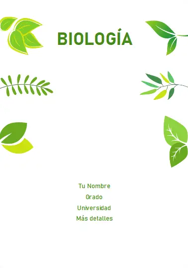 Portada Biología para Word verde plantas con hojas