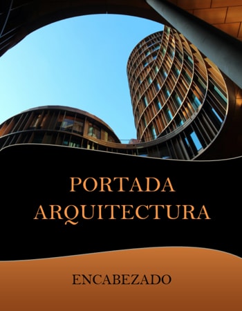 Portada Word de arquitectura marrón y negra
