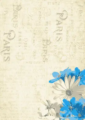 Fondo vintage papel y flores azules