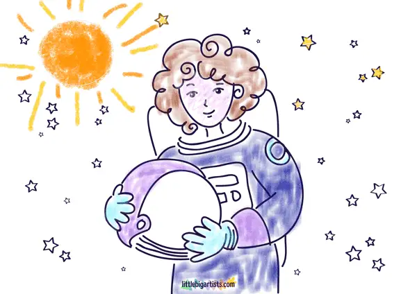 Ficha creativa de una mujer astronauta de LittleBigArtists.com