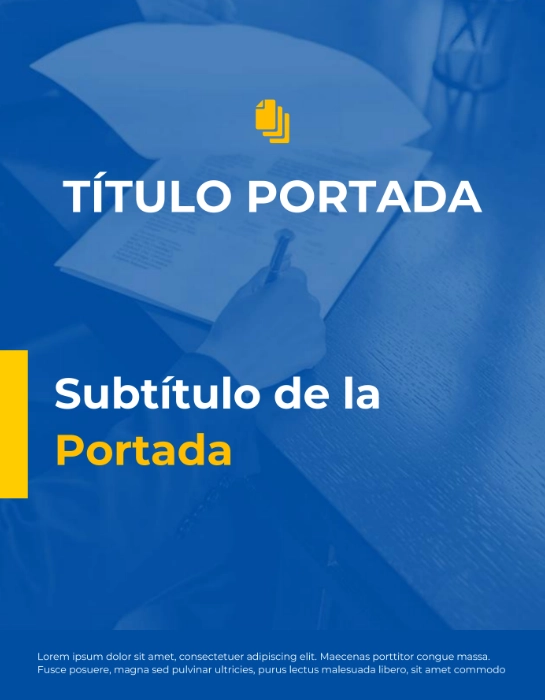 Portada formal azul y amarillo